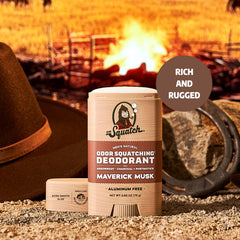 Dr. Squatch formula with arrowroot charcoal and postbiotics for natural odor defense.