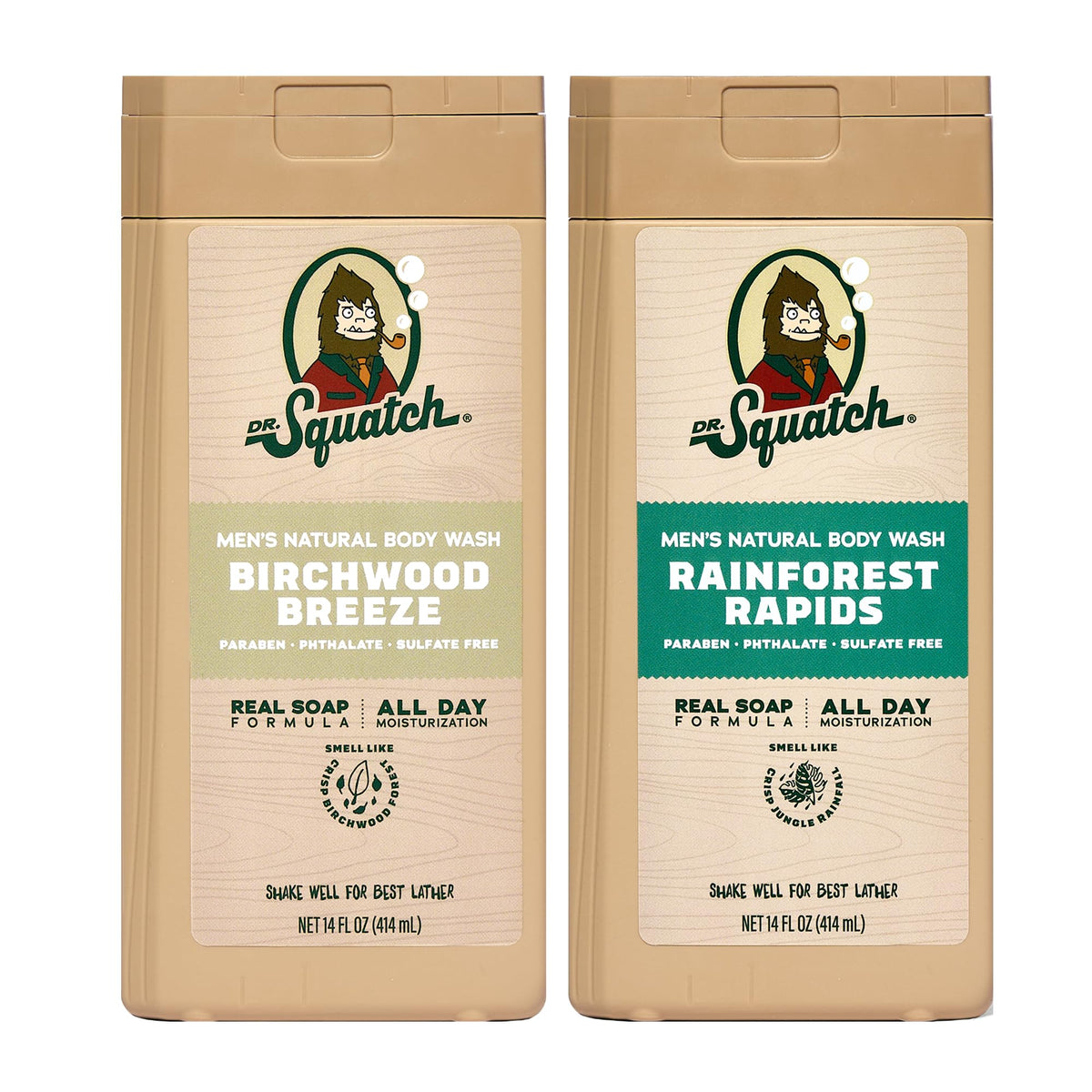 Dr. Squatch Birchwood Breeze bottle pour for a refreshing daily cleanse