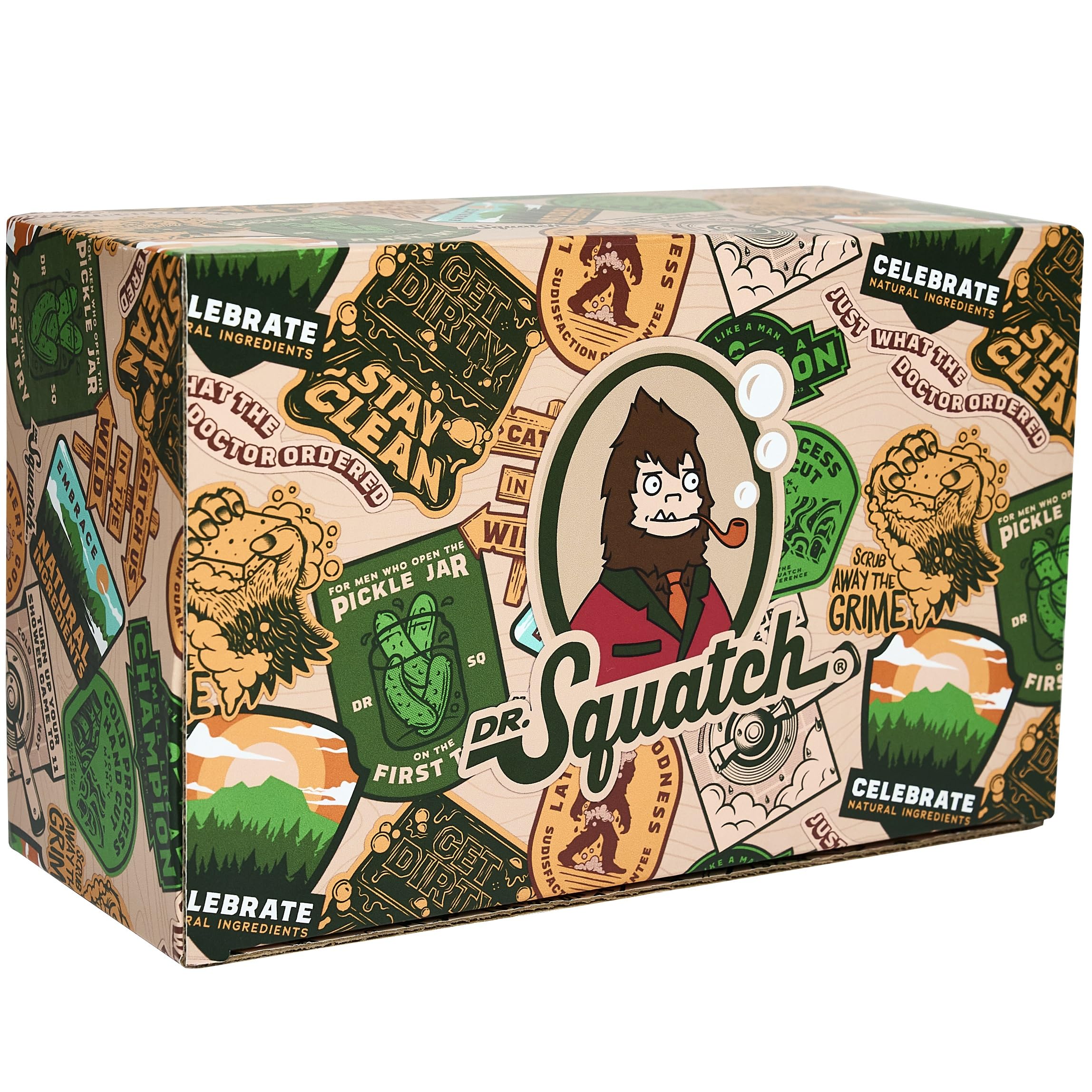 Dr. Squatch gift-ready packaging of the 8-piece bundle.