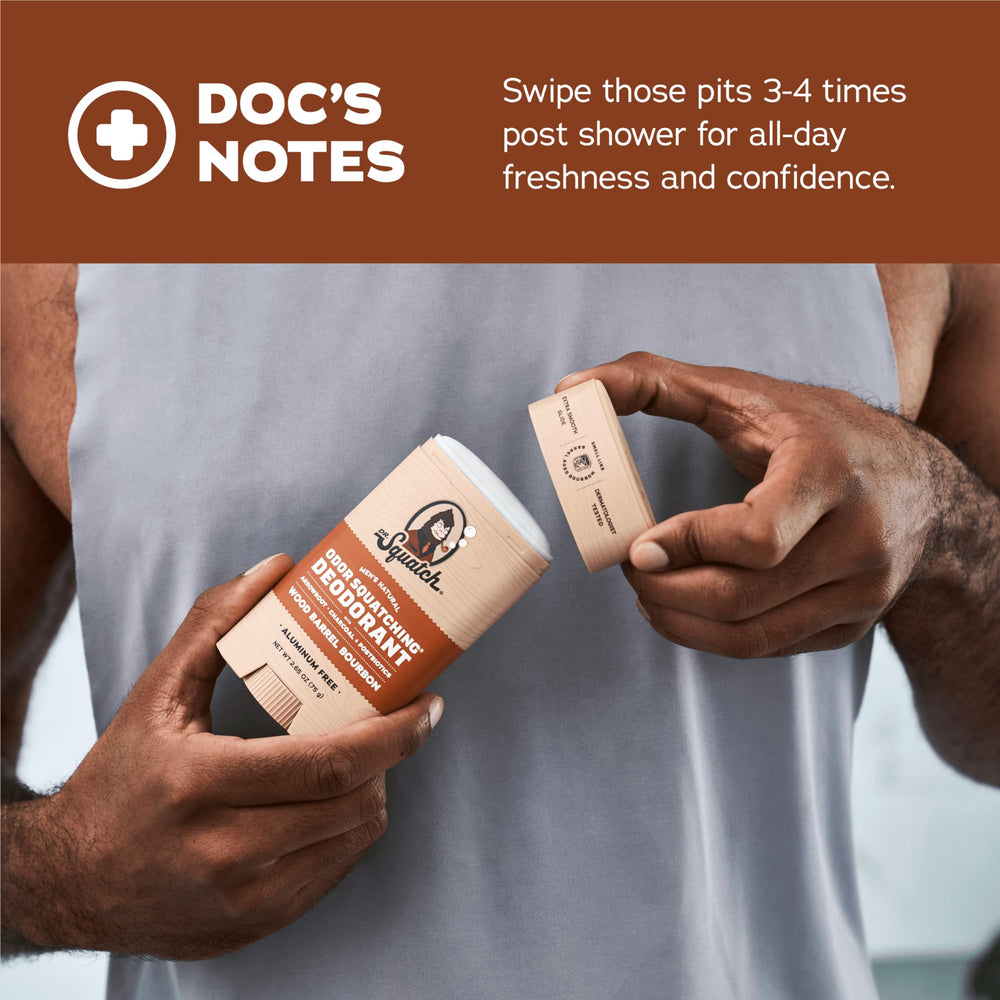 Dr. Squatch charcoal detail showing absorption for fresher underarms.