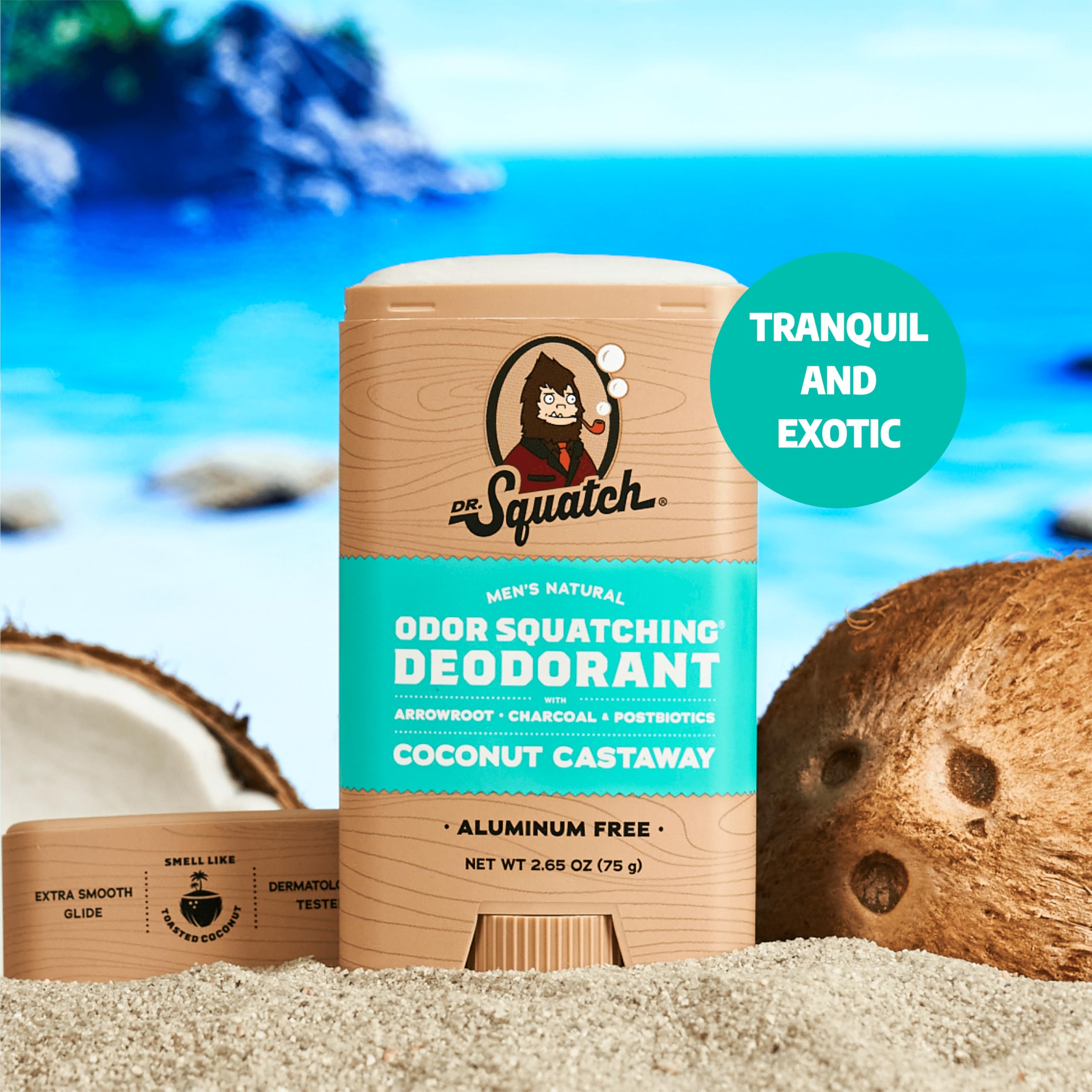 Dr. Squatch deodorant ingredients charcoal and postbiotics for natural odor control