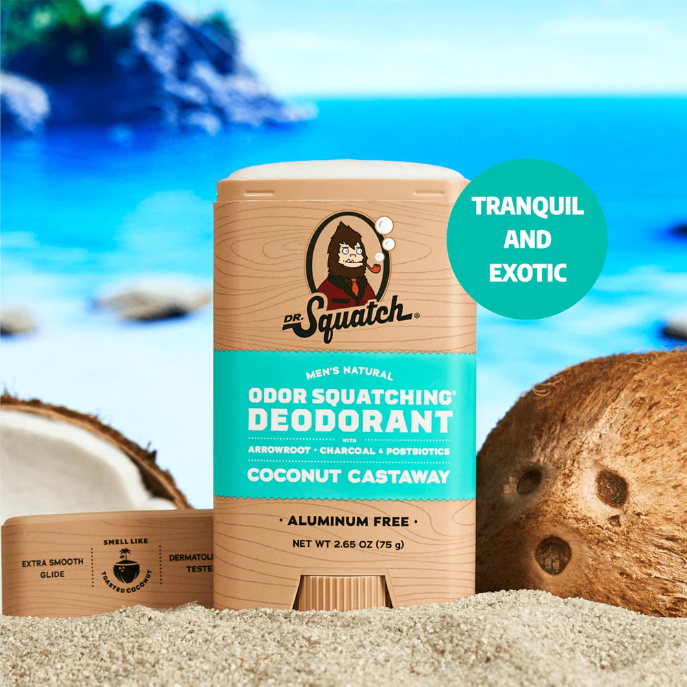 Dr. Squatch deodorant ingredients charcoal and postbiotics for natural odor control