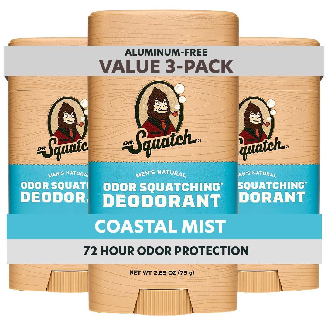 Dr. Squatch Coastal Mist charcoal deodorant stick for lasting, natural odor protection.