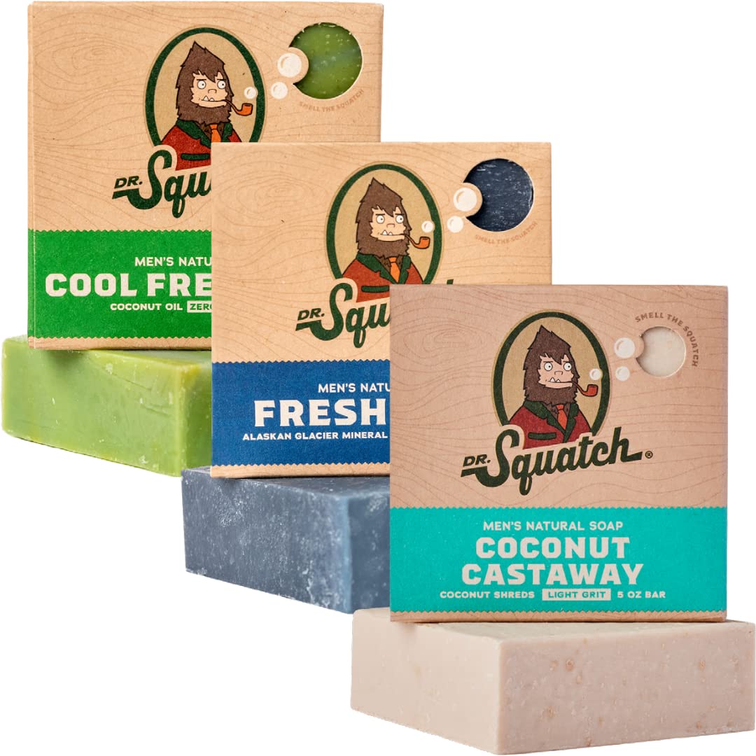 Dr. Squatch Coconut Castaway bar with natural oils for a refreshing cleanse.