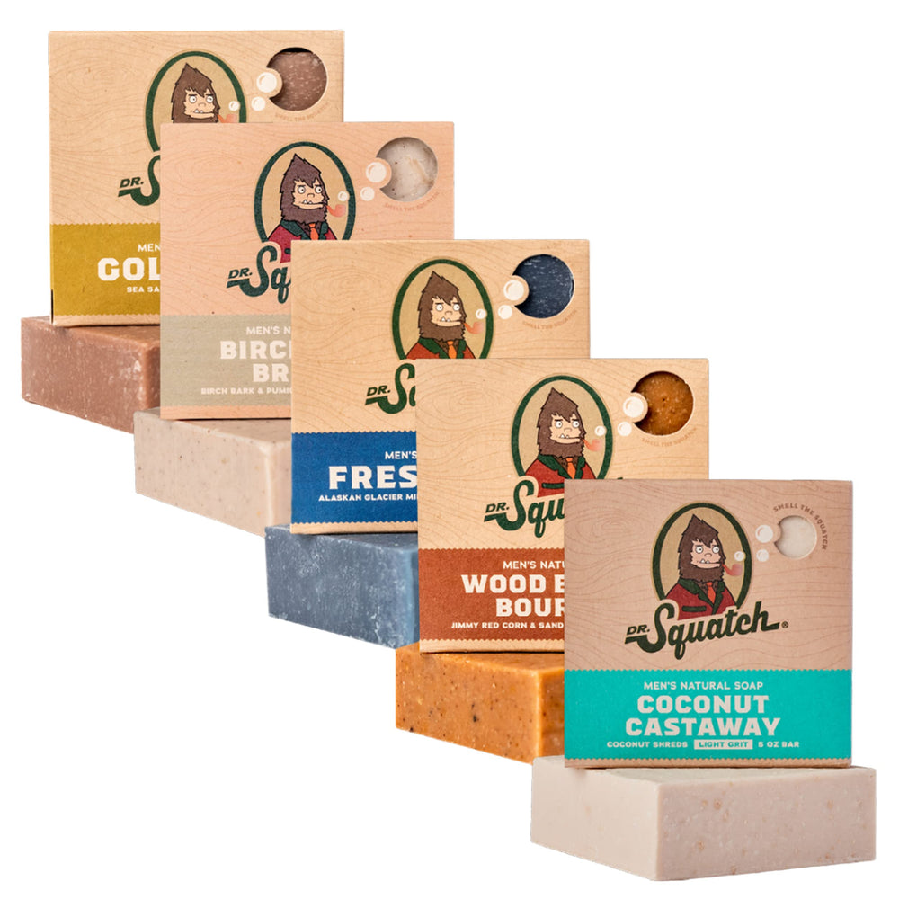 Dr. Squatch Coconut Castaway bar offers a rich lather for a refreshing morning ritual.