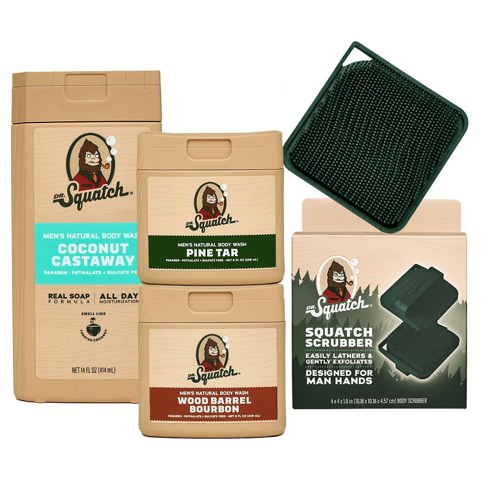 Dr. Squatch Coconut Castaway bottle showcasing natural cleanse benefits.