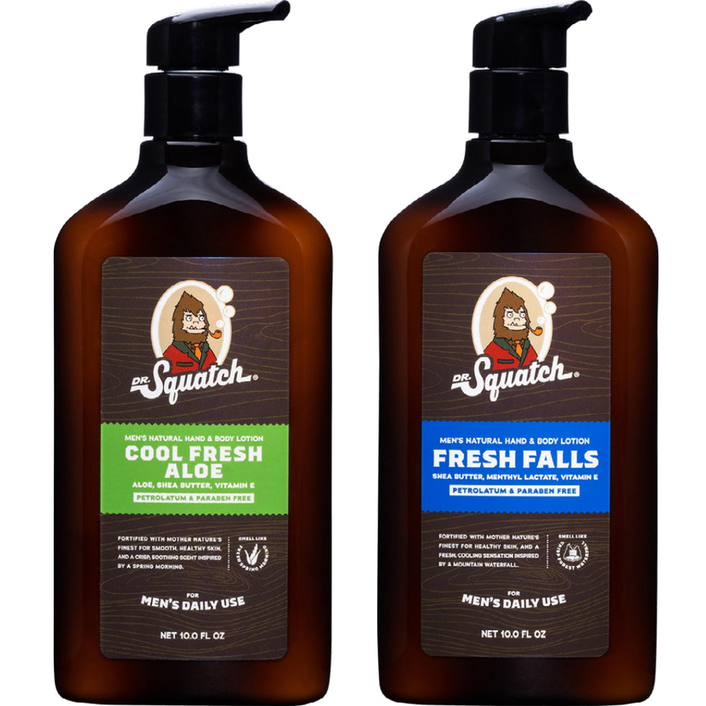 Dr. Squatch Cool Fresh Aloe lotion bottle for fast hydration and smooth skin