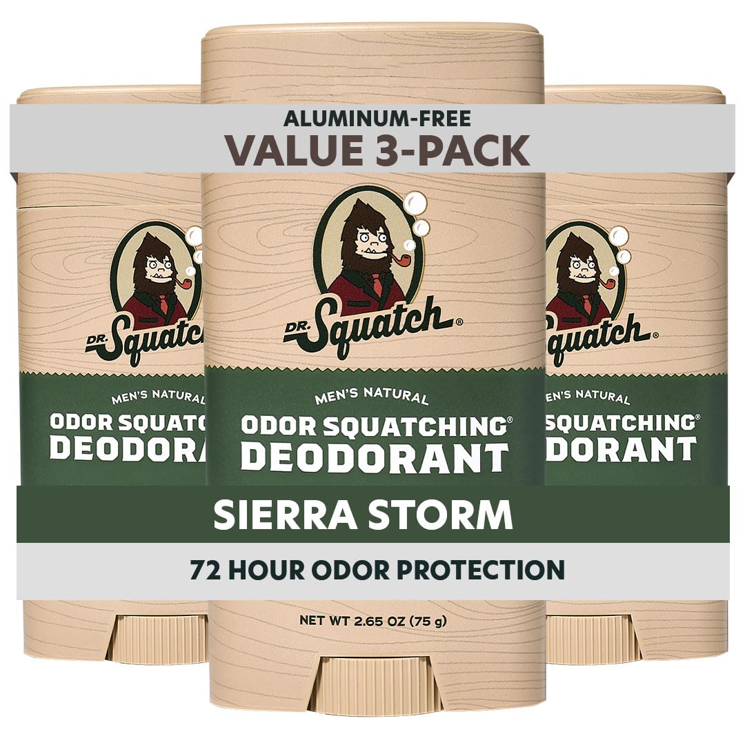 Dr. Squatch 3-pack deodorant front view for easy daily protection