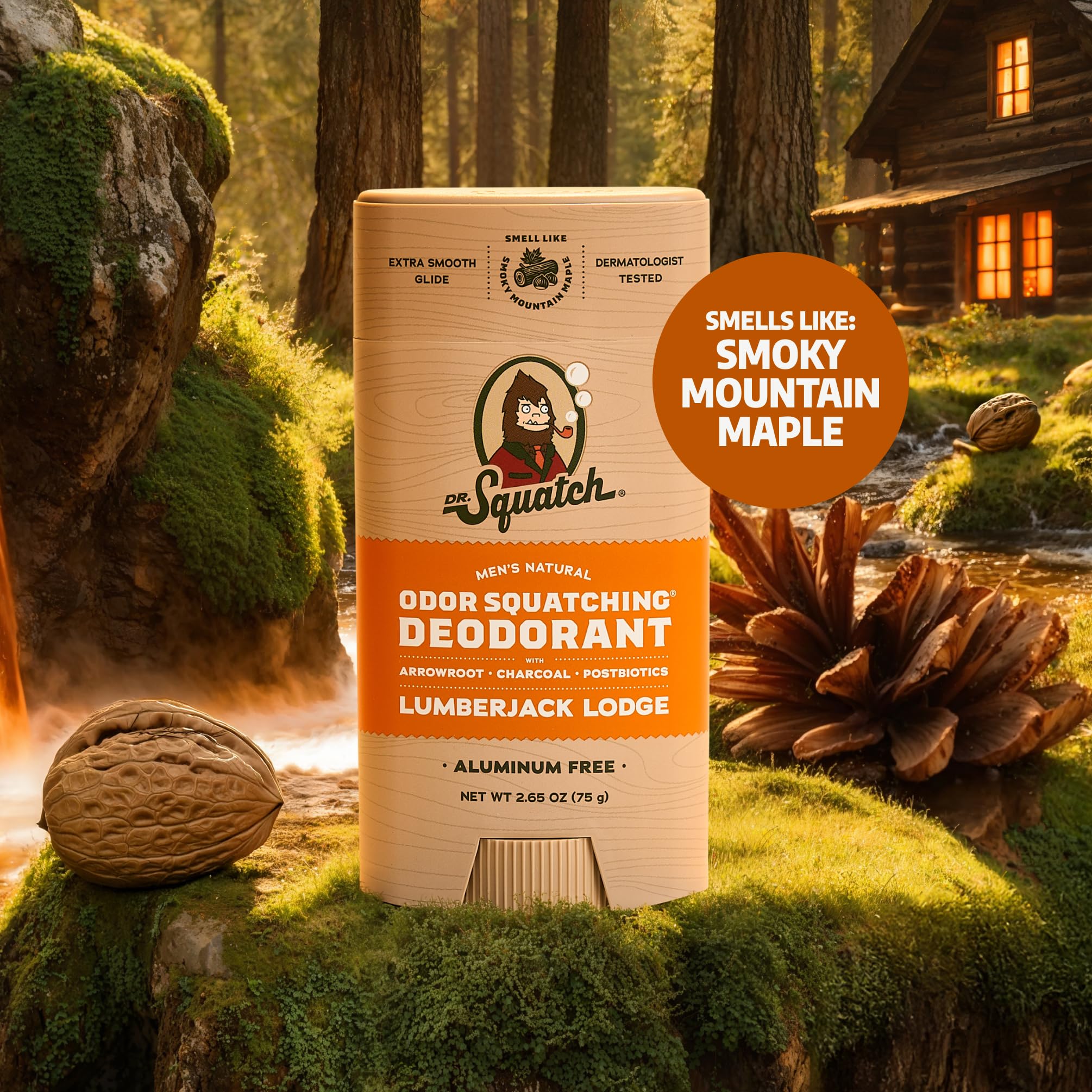 Dr. Squatch deodorant application swipe demonstrating everyday odor protection.