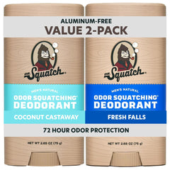 Dr. Squatch Coconut Castaway deodorant stick 2-pack front view with natural odor protection
