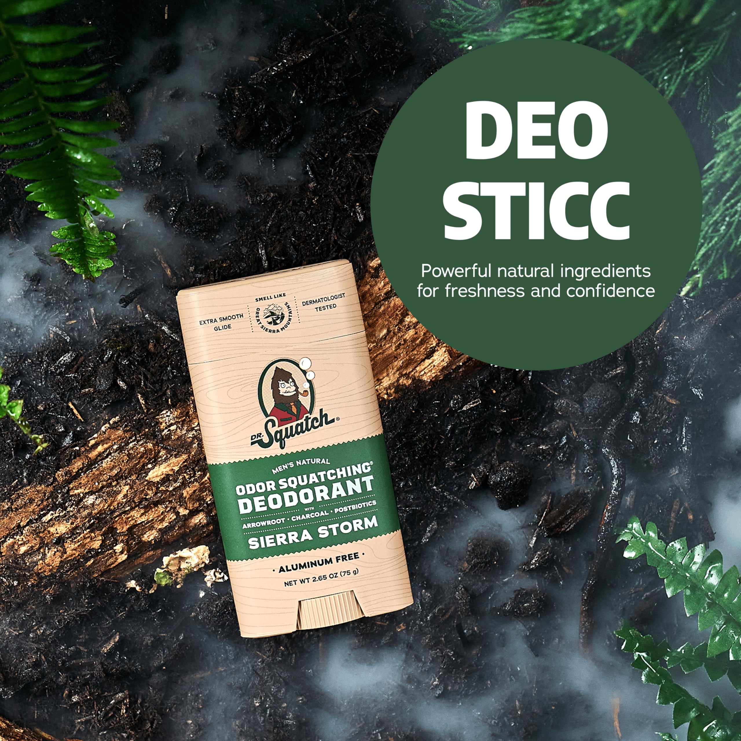 Dr. Squatch postbiotics and charcoal ingredients support skin comfort