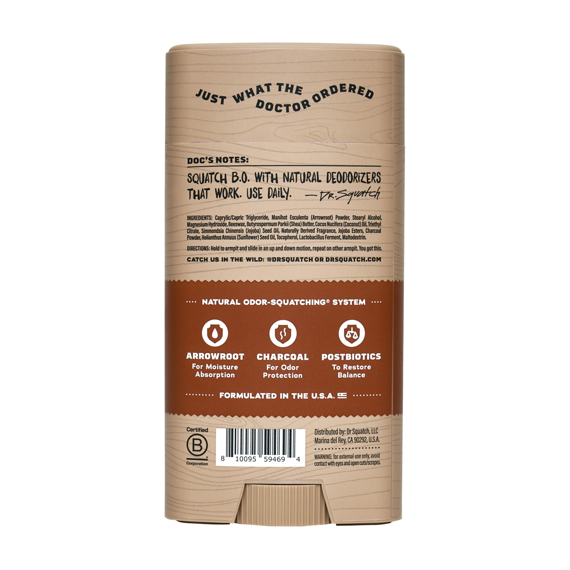 Dr. Squatch Desodorante Natural protección prolongada de 72 horas.