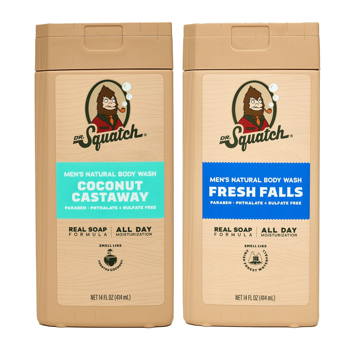Dr. Squatch Fresh Falls bottle pour with long lasting scent and refreshing cleanse