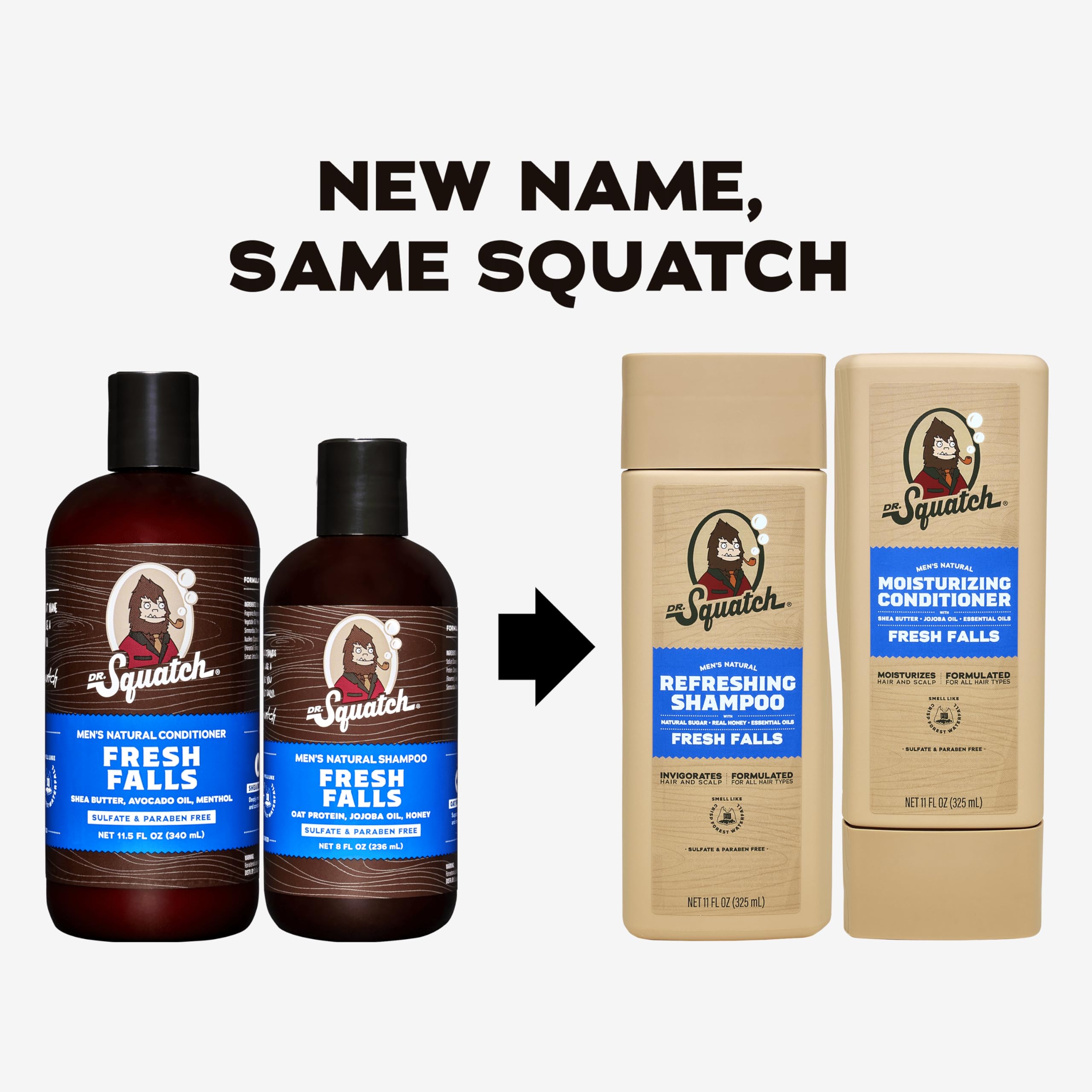Dr. Squatch Fresh Falls conditioner bottle for smooth, manageable hair