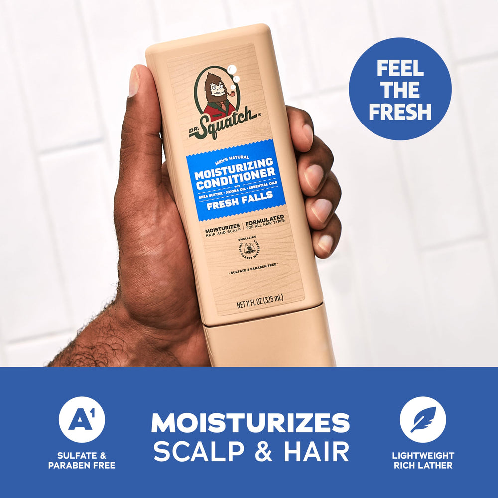Dr. Squatch Fresh Falls label closeup highlighting natural ingredients