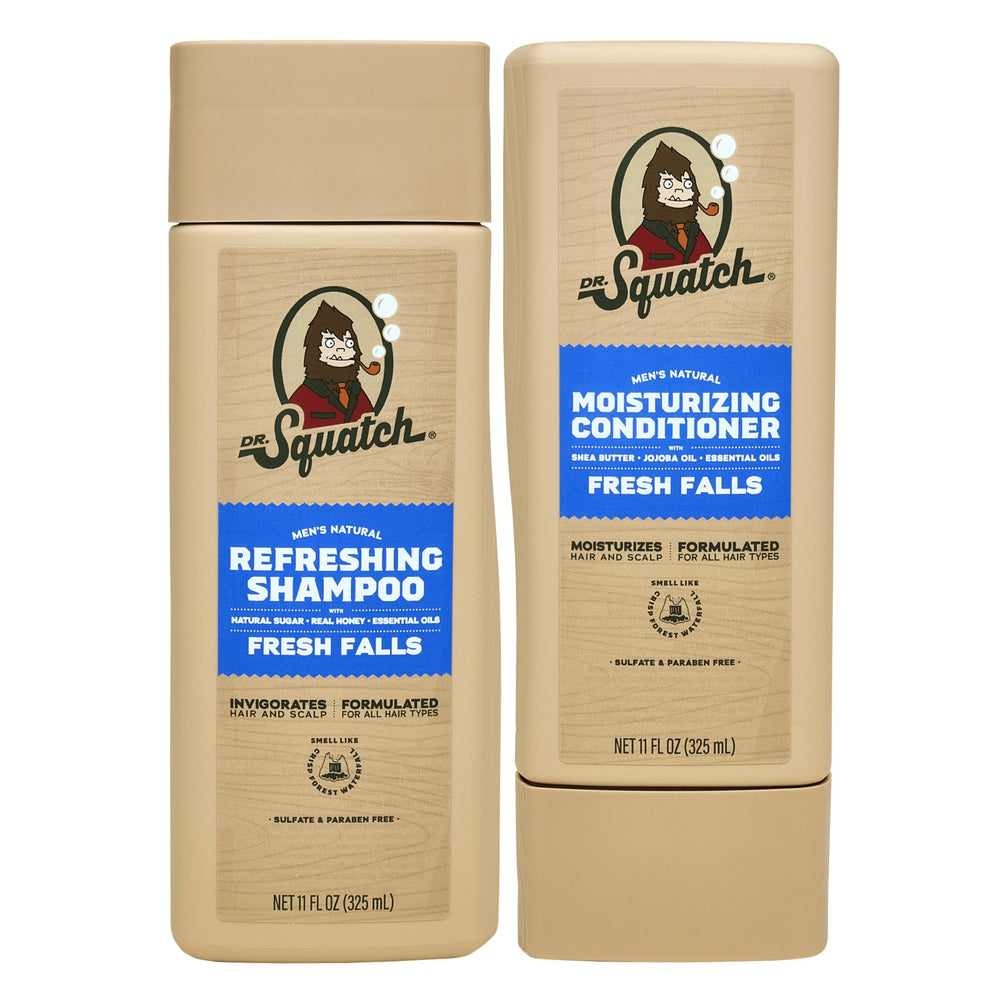 Dr. Squatch Fresh Falls shampoo bottle for natural cleansing