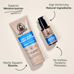Dr. Squatch Fresh Falls Soothing Post-Shave Moisturizer calms skin after grooming.
