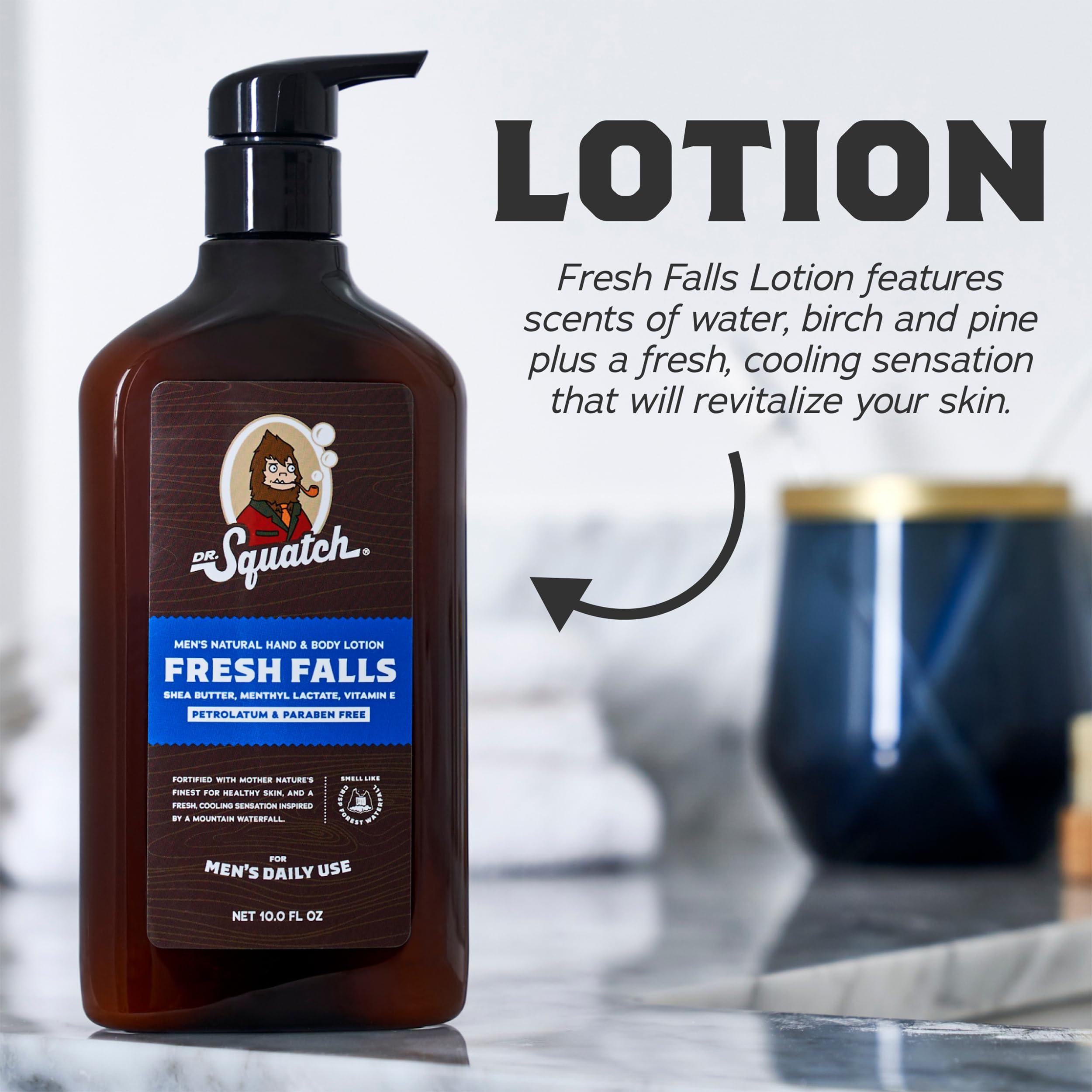 Hands applying Dr. Squatch lotion after a shower for smooth skin