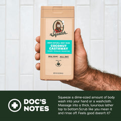 Dr. Squatch hand applying wash from pump for quick daily cleanse