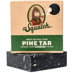 Dr. Squatch heavy grit pine tar bar for exfoliating and cleansing rugged skin on the body