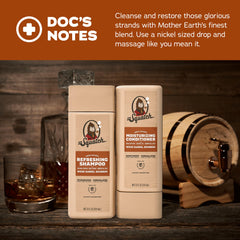 Dr. Squatch ingredients jojoba oil oat protein graphic emphasizing nourishing care.