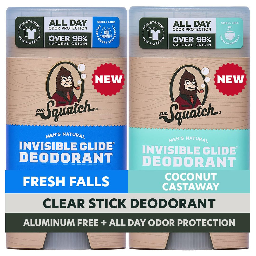 Dr. Squatch Invisible Glide 2-pack front view for stain-free, all-day freshness.