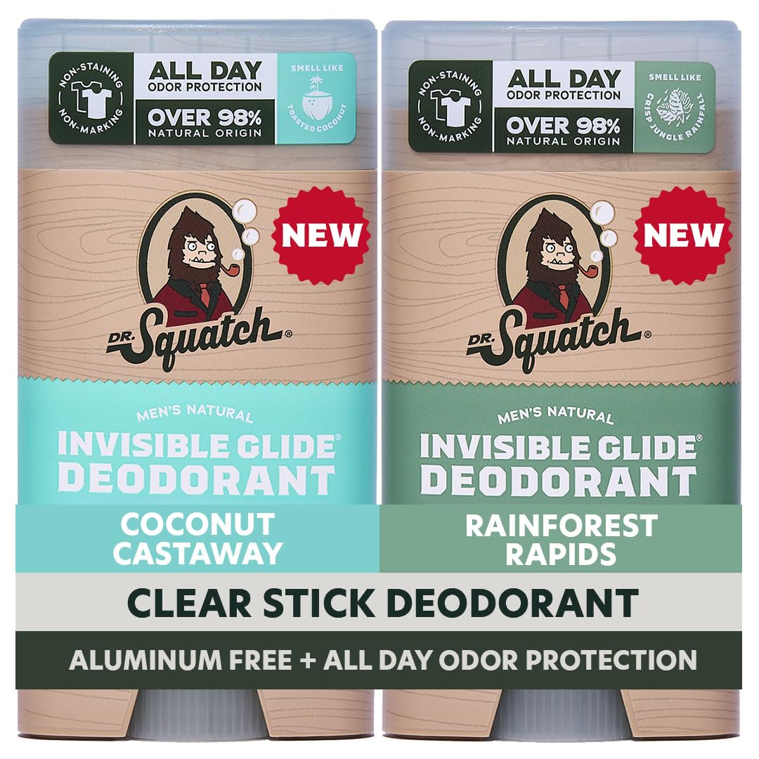 Dr. Squatch Invisible Glide deodorant stick front view for smooth, stain-free wear.