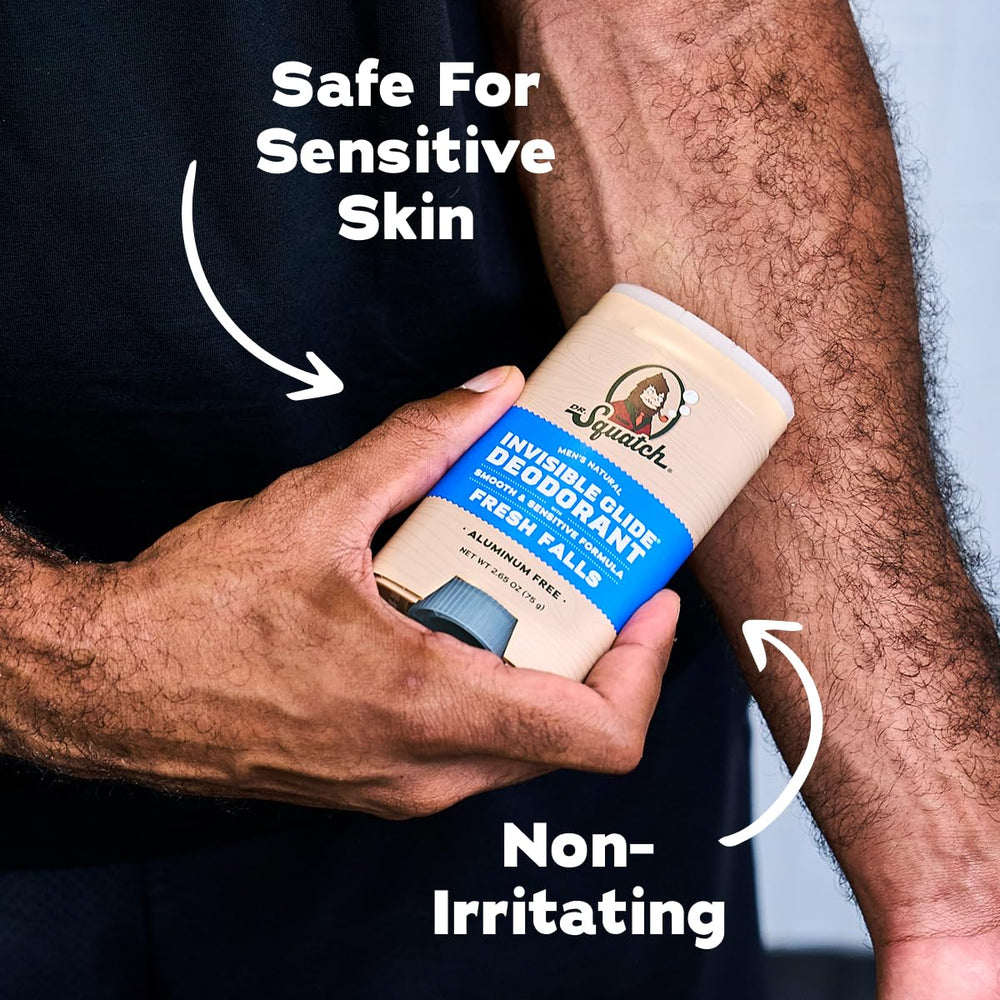 Label detail of Dr. Squatch Invisible Glide emphasizing natural origin and safety