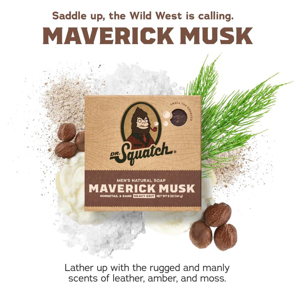 Dr. Squatch Maverick Musk bar soap close-up lather for a rich clean.