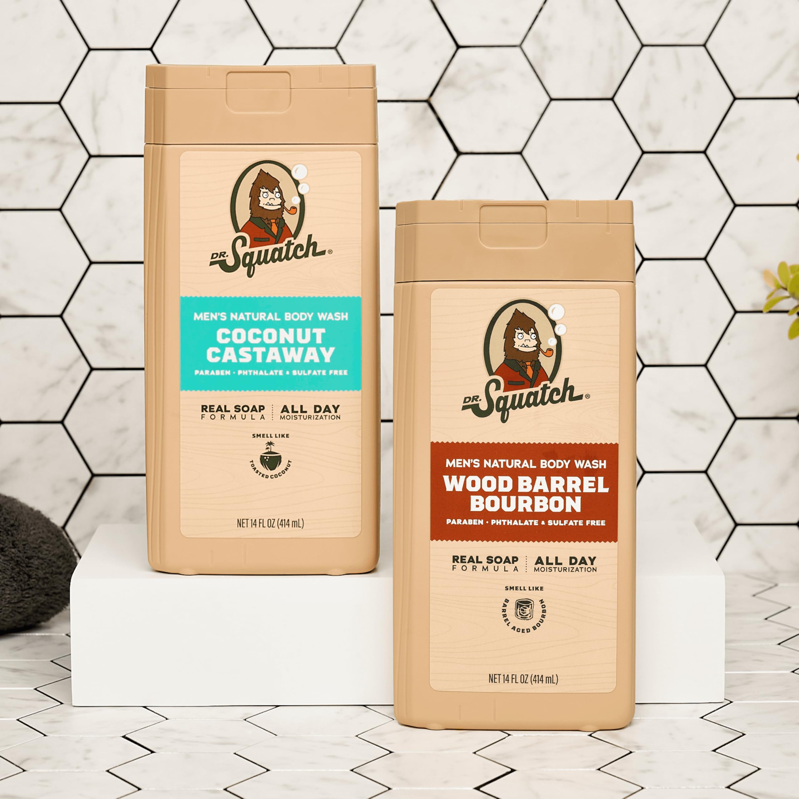 Dr. Squatch natural ingredients label signaling skin-friendly, sulfate-free formula