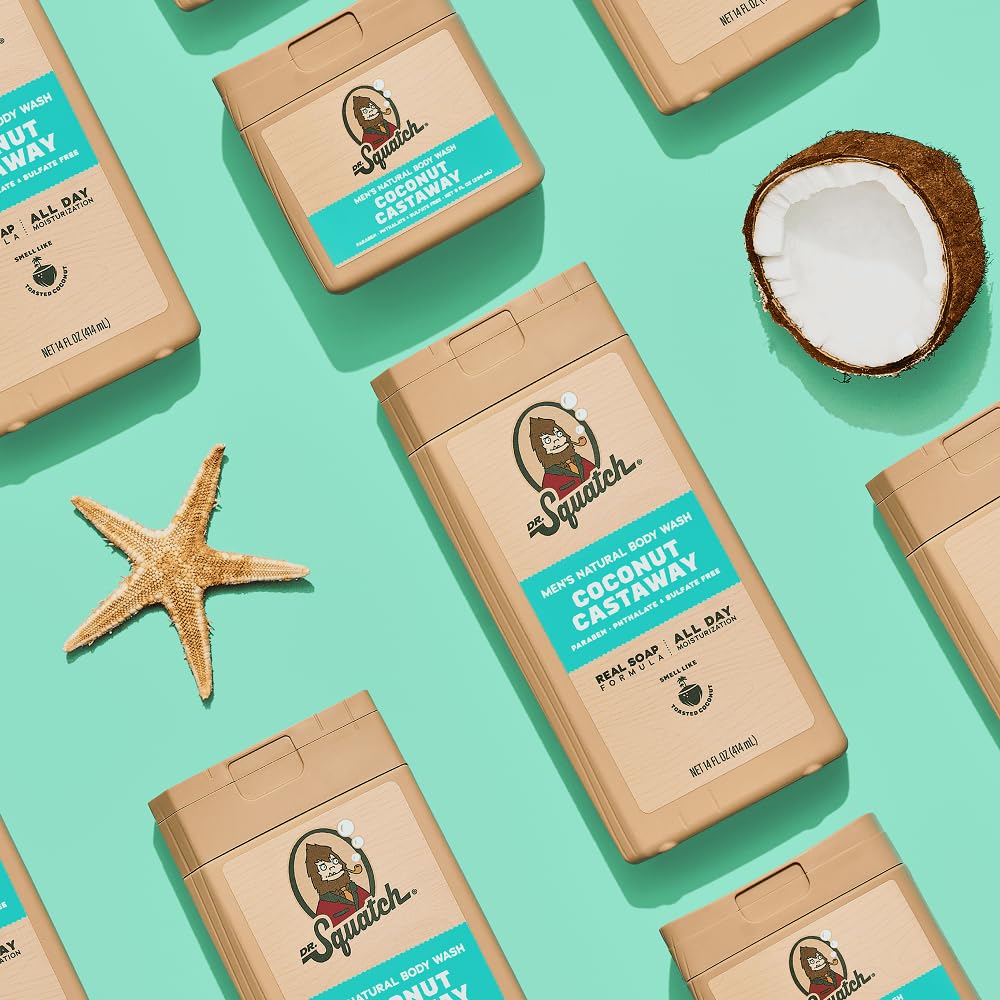 Dr. Squatch natural-ingredients label highlights hydrating, nourishing formula.
