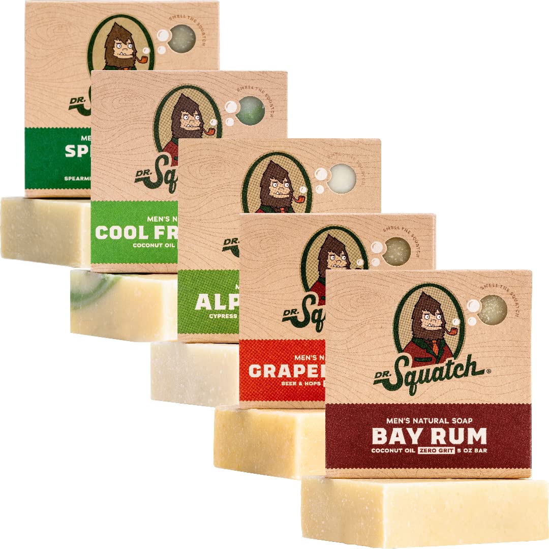 Dr. Squatch Alpine Sage bar soap—refreshing daily clean for a bold shower.