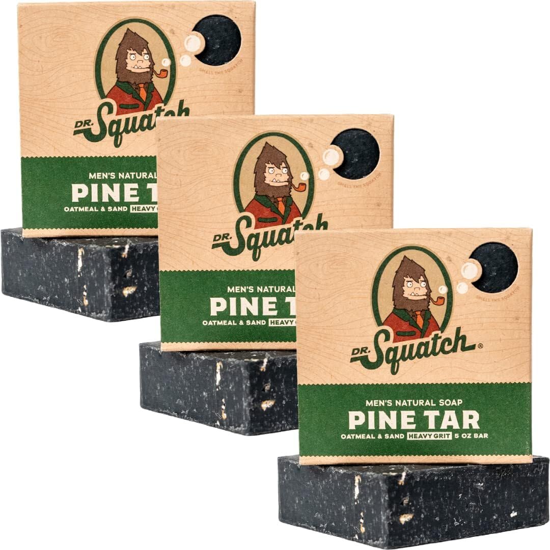Dr. Squatch Pine Tar bar soap three-pack for natural cleansing routine