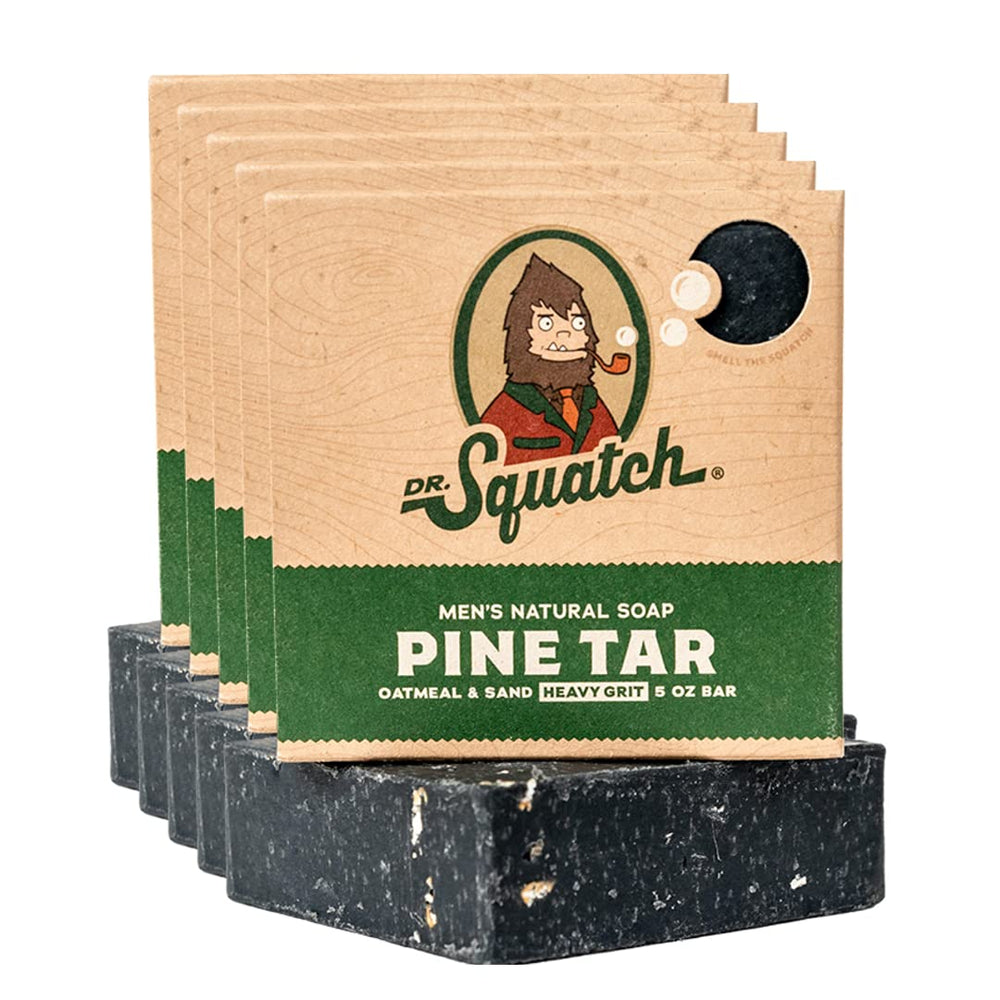 Dr. Squatch Pine Tar bar soap foam closeup with creamy lather and scent