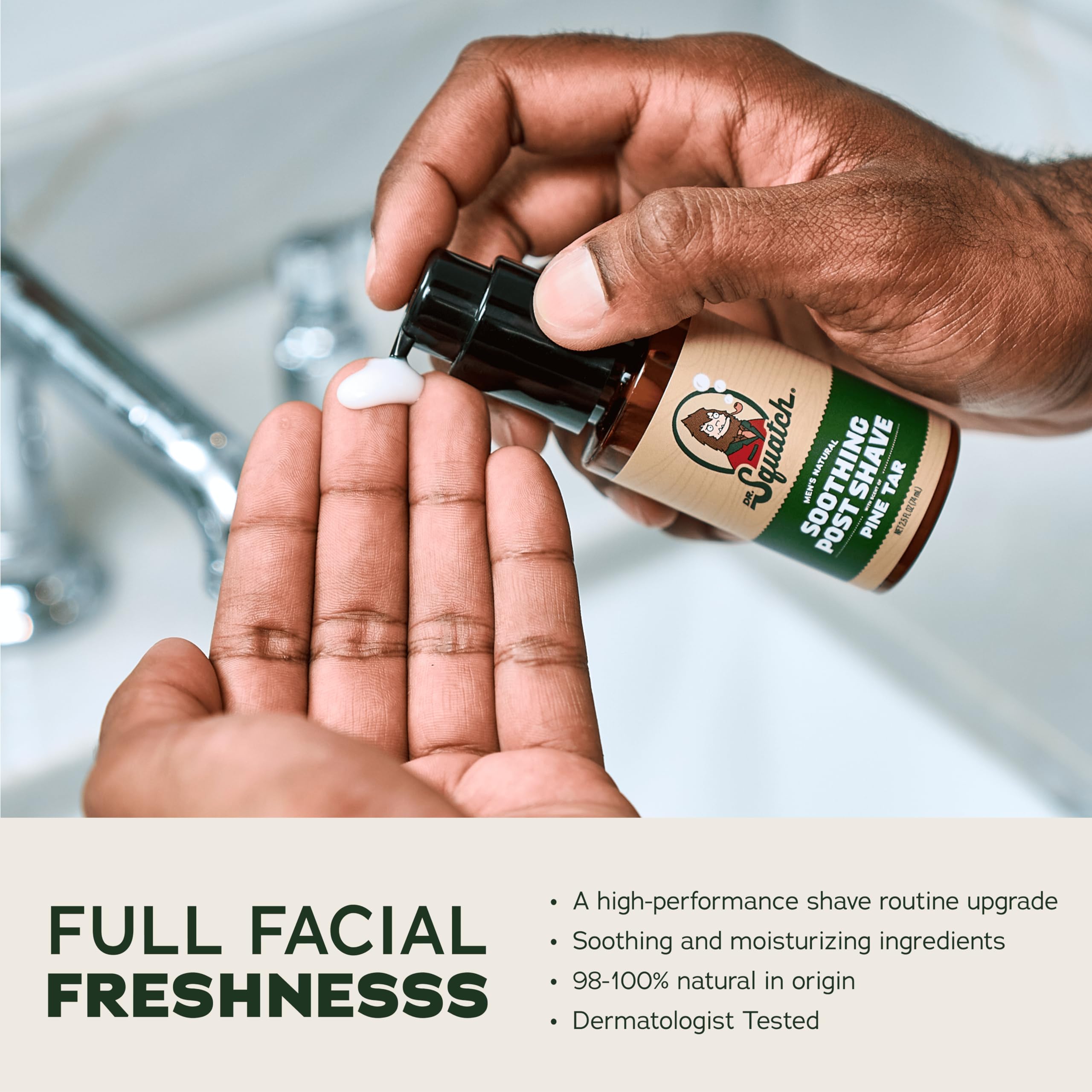 Dr. Squatch Pine Tar scent bottle highlighting the forest-inspired fragrance.