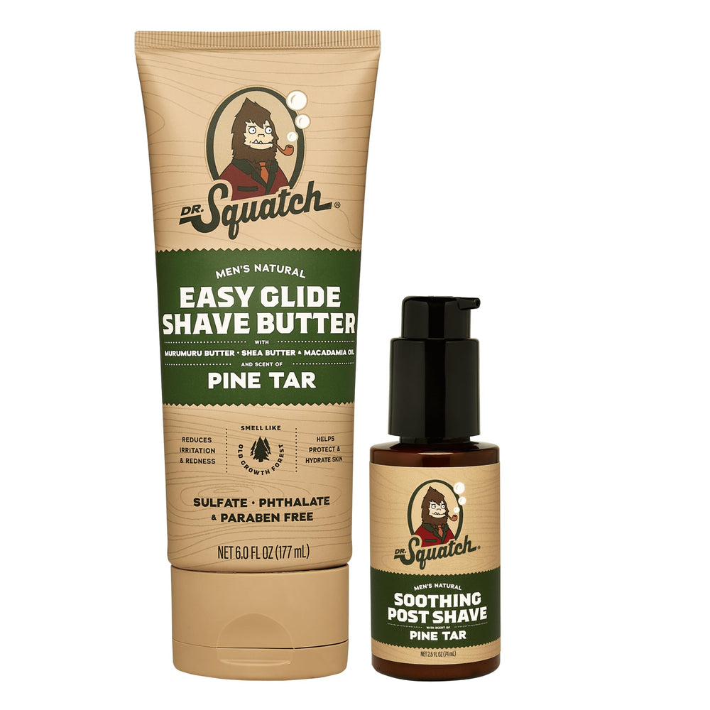 Dr. Squatch Pine Tar Smooth Shave Bundle shown for a complete shaving routine and scent.