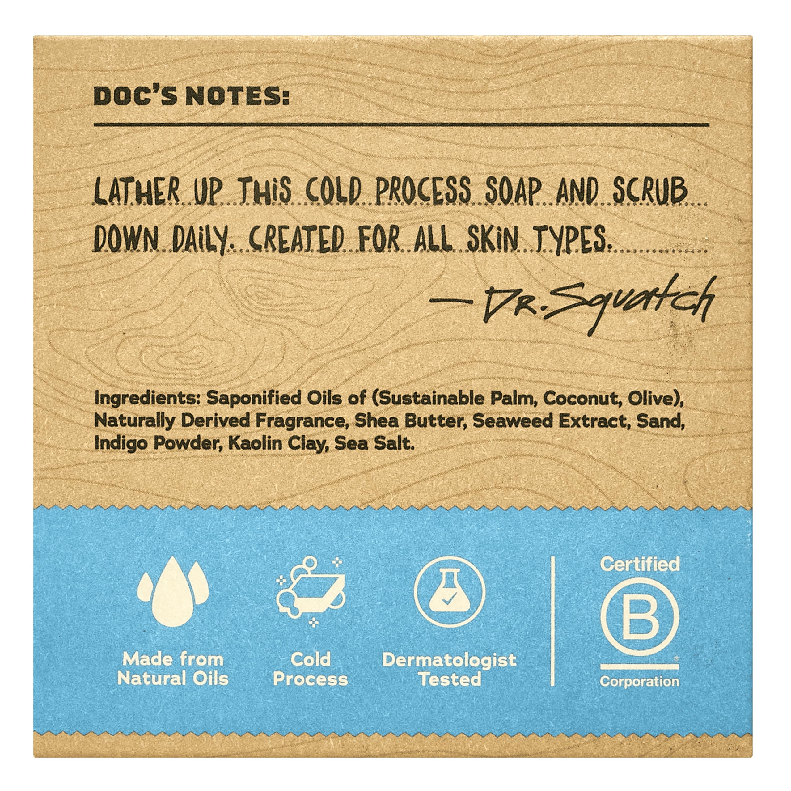 Dr. Squatch proceso frío, jabón natural con aceites nutritivos para la piel.
