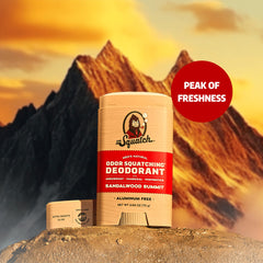 Dr. Squatch Sandalwood Summit deodorant stick side shot highlighting natural ingredients
