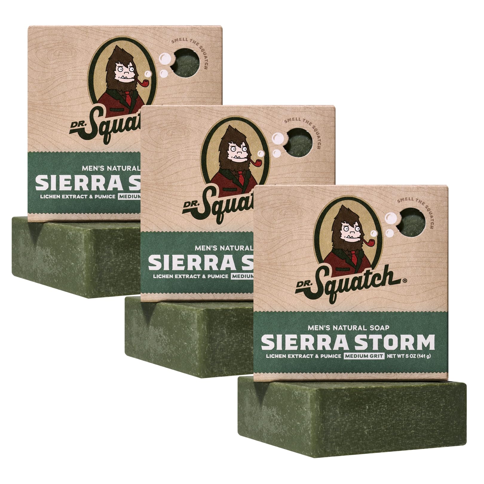 Dr. Squatch Sierra Storm jabón natural en barra, aroma fresco para la ducha diaria.
