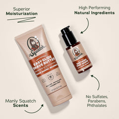 Dr Squatch Soothing Post-Shave Moisturizer tube calms skin after shaving.