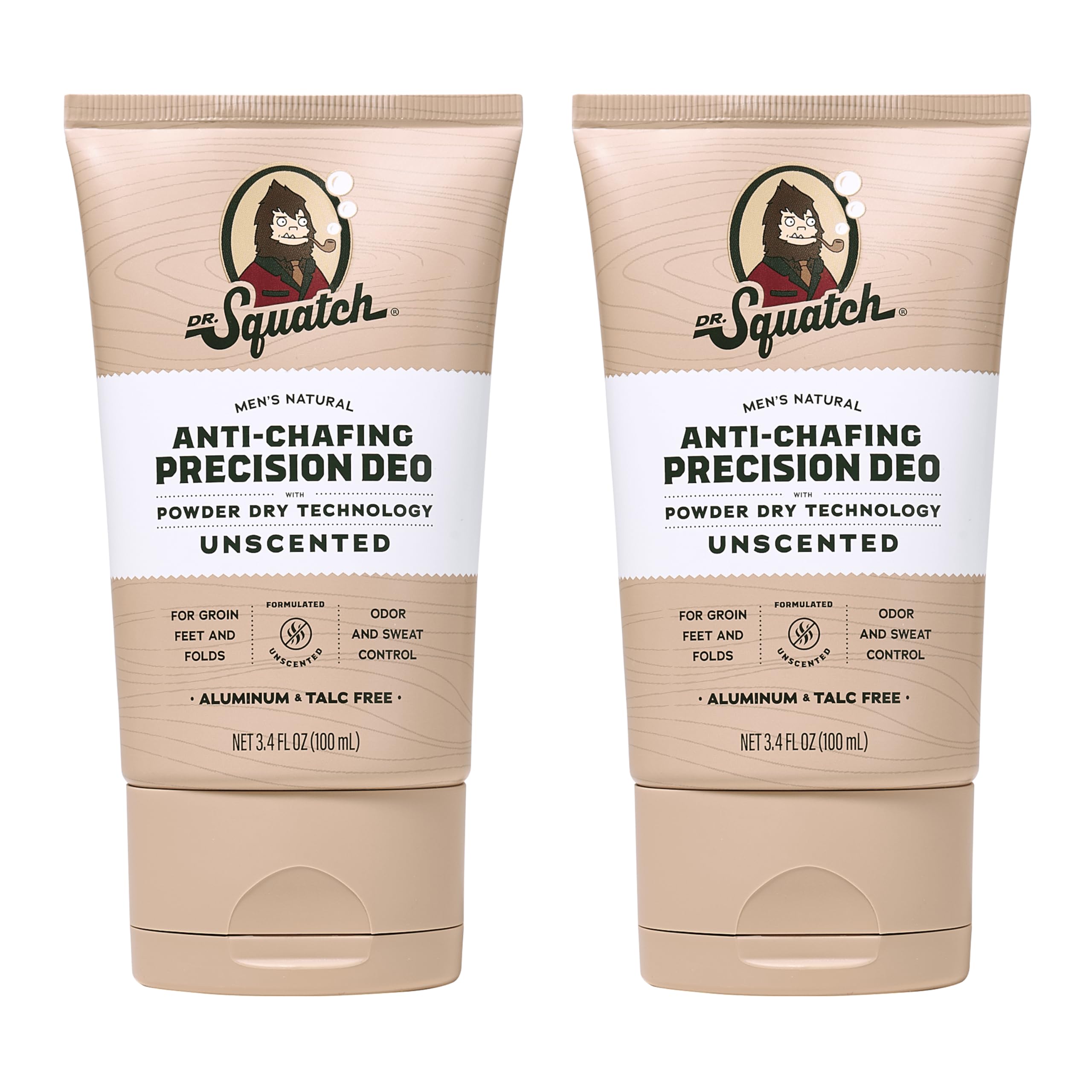 Dr. Squatch Whole Body Deodorant unscented bottle overview for odor control.