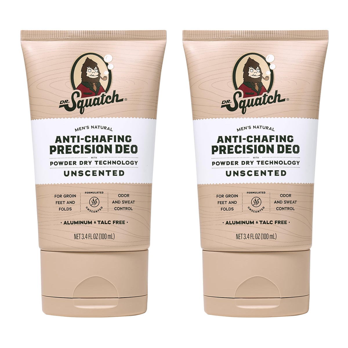 Dr. Squatch Whole Body Deodorant unscented bottle overview for odor control.