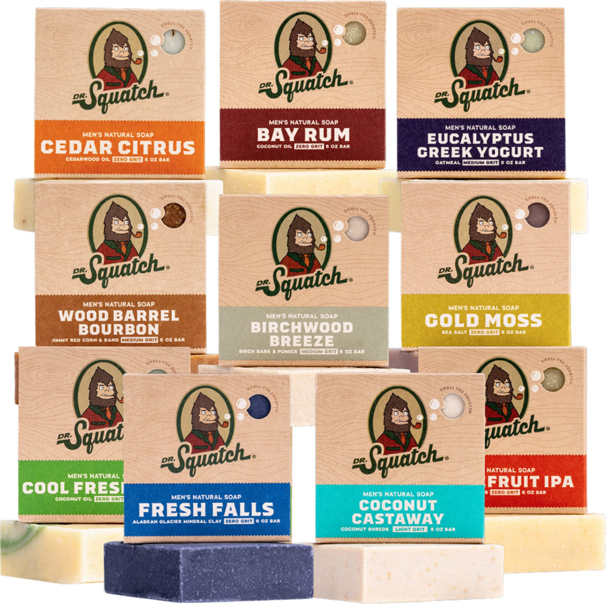 Dr. Squatch Wood Barrel Bourbon soap bar for a rich, masculine cleanse with natural oils.