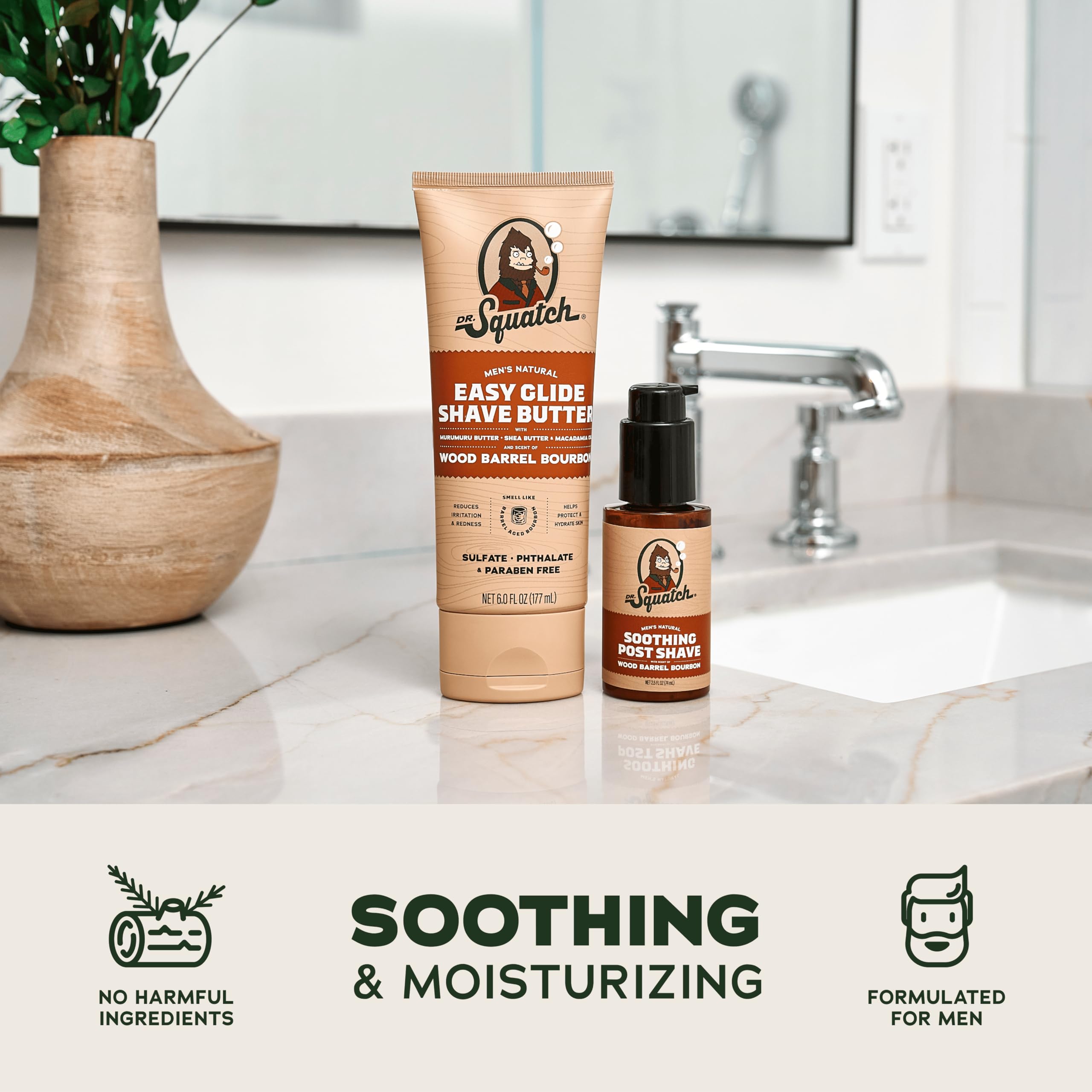 Dr Squatch Wood Barrel Bourbon scent evokes rugged masculine fragrance.