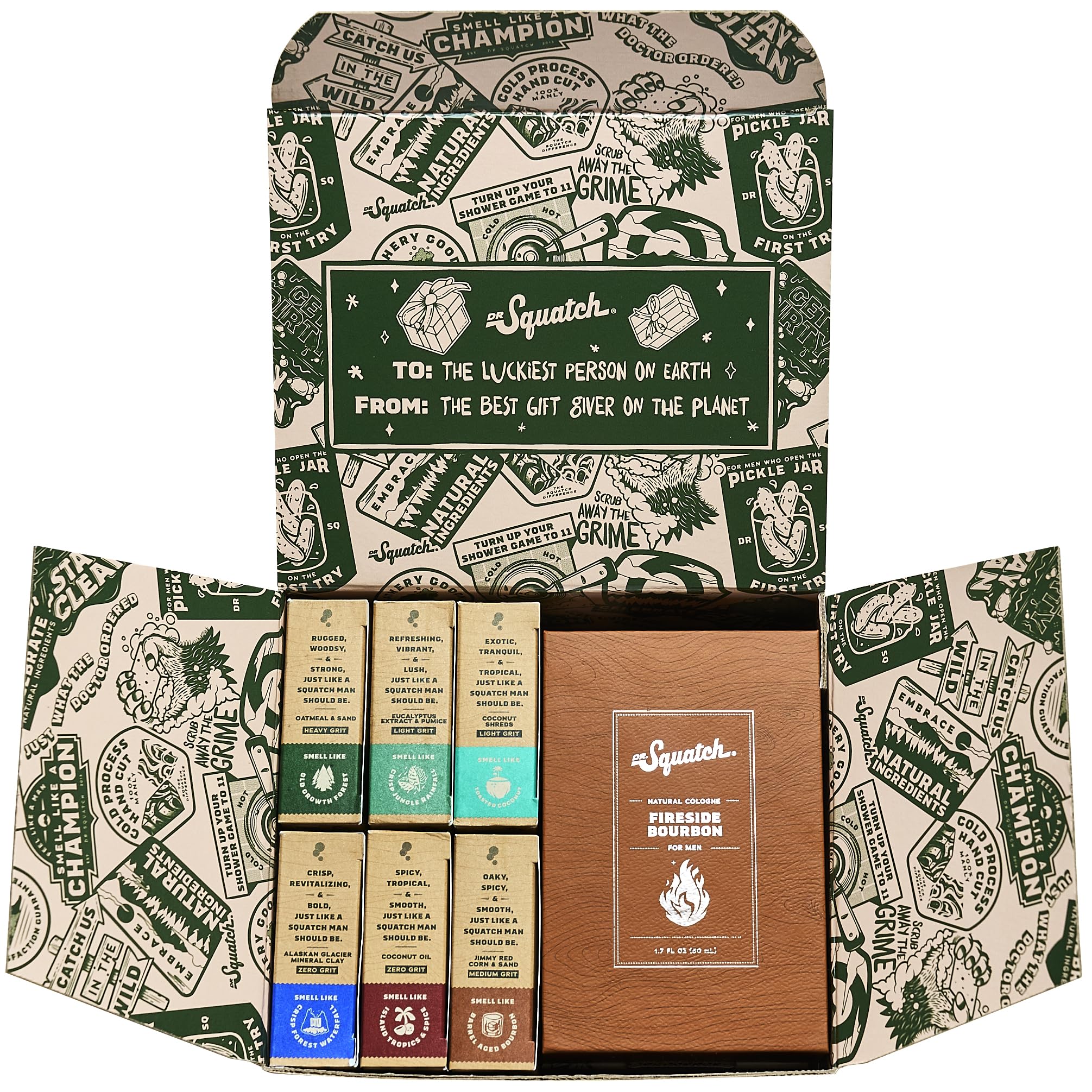 Dr. Squatch Wood Barrel Bourbon soap on display for premium masculine fragrance.