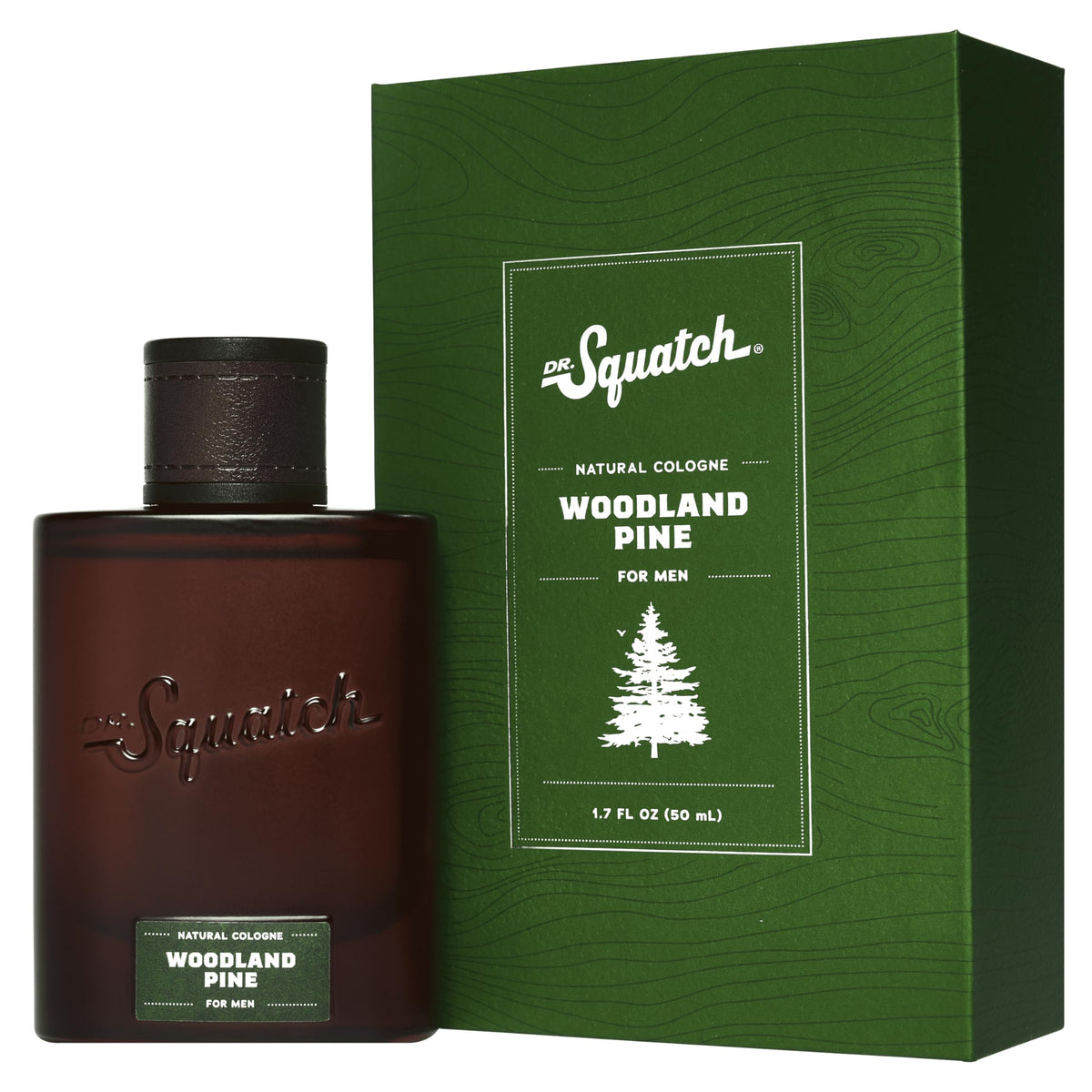 Dr. Squatch Woodland Pine bottle for rugged, long-lasting daily scent.