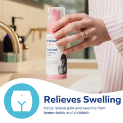Foam being gently applied, illustrating quick cooling relief after vaginal delivery.