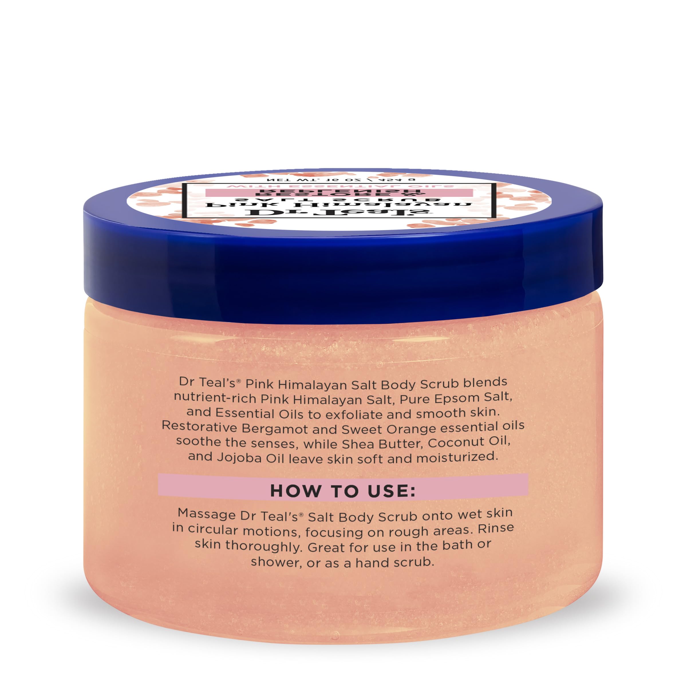 Triple 16 oz jars of Dr Teal's Pink Himalayan Salt Scrub on display