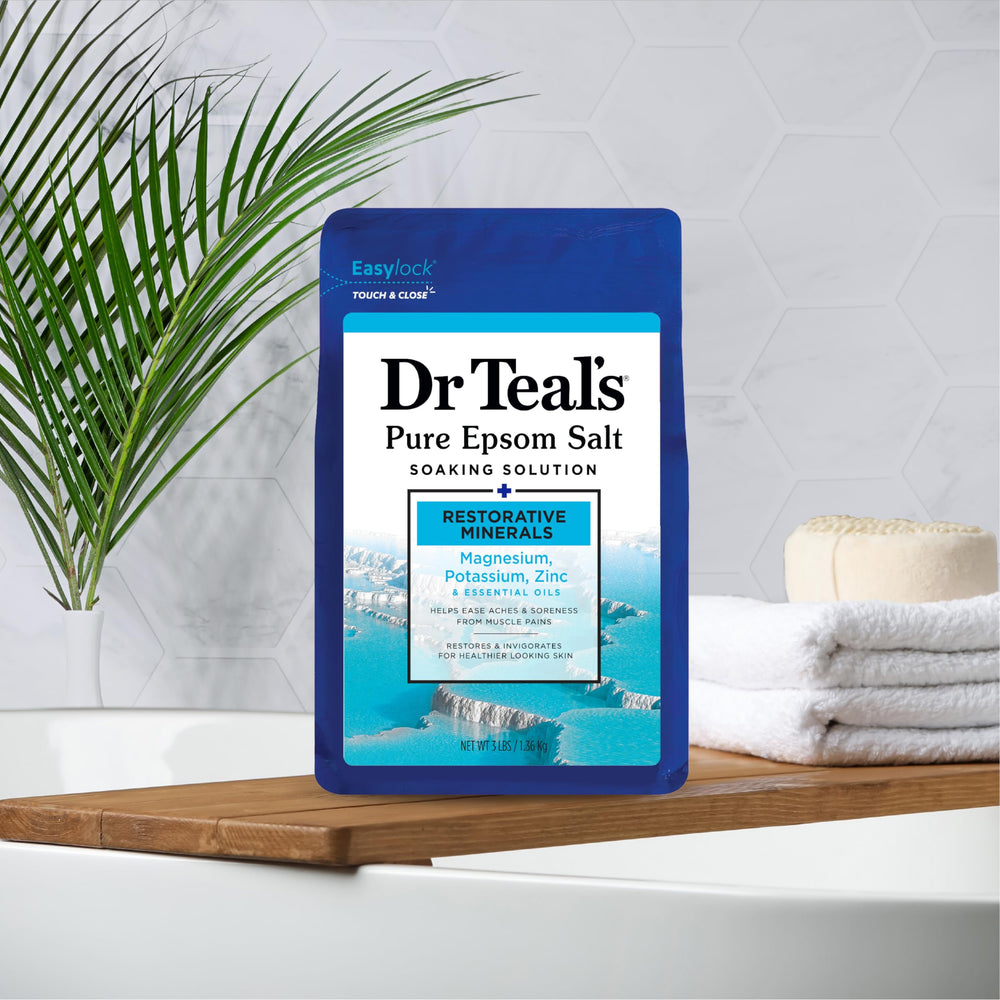 Dr Teal's 20-minute soak example demonstrates a focused unwinding routine.