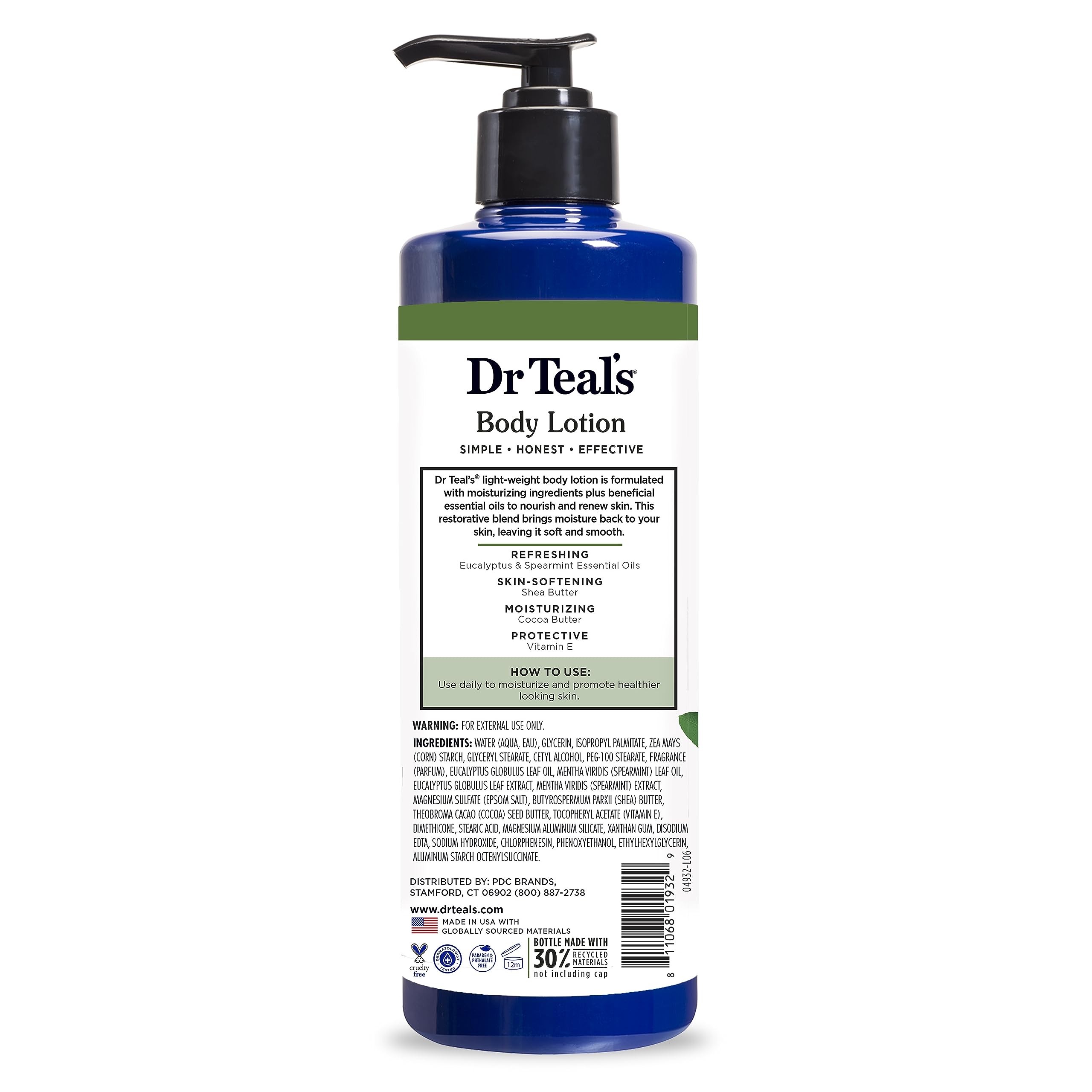 Three-pack display of Dr Teal's 24 Hour Moisture+ lotion